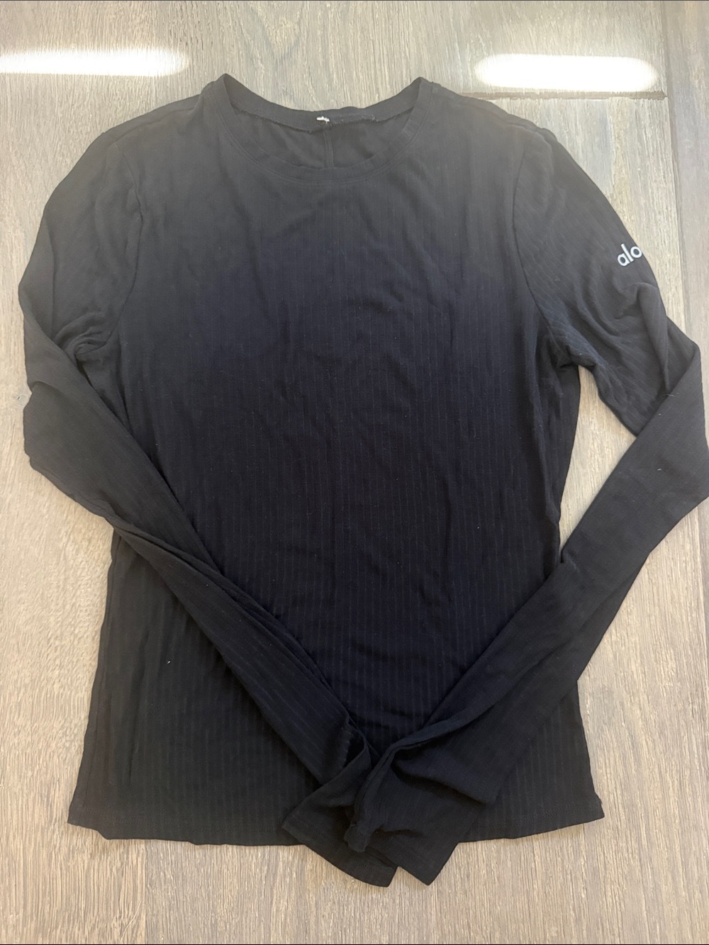 ALO Yoga Black Long Sleeve Ribbed Tee